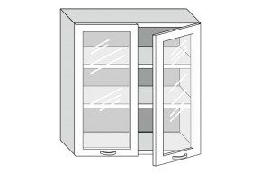 19.80.4  Кира Шкаф настенный с двумя стекл. дверцами h 913 в Ирбите - irbit.mebel-e96.ru | фото