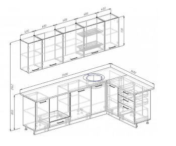 Угловой кухонный гарнитур Латте 2600х1600 мм в Ирбите - irbit.mebel-e96.ru