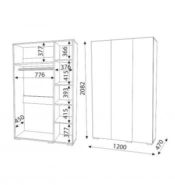 Шкаф 1200 мм 3-х створчатый Осло (ручка брусок) (Риннер) в Ирбите - irbit.mebel-e96.ru