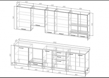 Кухонный гарнитур высокий Санторини 3000 мм, Стол. 26 мм в Ирбите - irbit.mebel-e96.ru