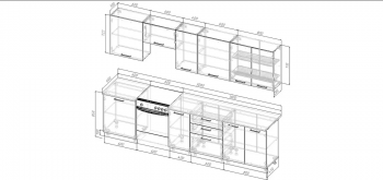 Кухонный гарнитур Санторини 3000 мм, Стол. 26 мм в Ирбите - irbit.mebel-e96.ru