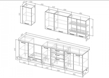 Кухонный гарнитур Санторини 2800 мм, Стол. 26 мм в Ирбите - irbit.mebel-e96.ru