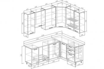 Угловой кухонный гарнитур Трансильвания 2200*1600 мм Sanvut в Ирбите - irbit.mebel-e96.ru