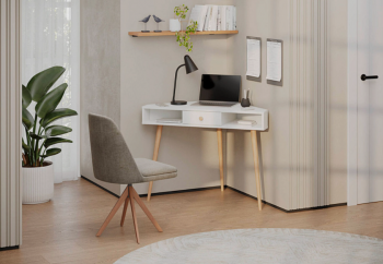 Стол письменный угловой, арт.6-01104, белый(ГК) в Ирбите - irbit.mebel-e96.ru