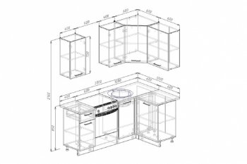 Угловой кухонный гарнитур Антрацит 2000х1200 мм в Ирбите - irbit.mebel-e96.ru