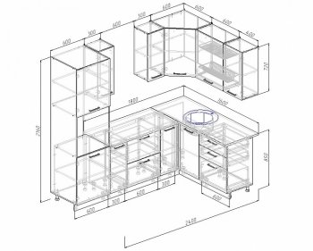 Угловой кухонный гарнитур Жемчуг 2400х1600 мм в Ирбите - irbit.mebel-e96.ru