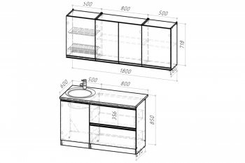 Кухонный гарнитур Адажио макси 1800 мм (Герда) в Ирбите - irbit.mebel-e96.ru