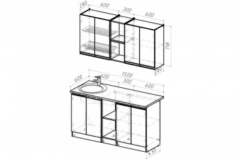 Кухонный гарнитур Адажио нормал 1500 мм (Герда) в Ирбите - irbit.mebel-e96.ru