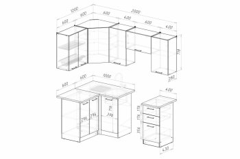 Кухонный гарнитур Альба оптима 5 1200х2000 мм (Герда) в Ирбите - irbit.mebel-e96.ru