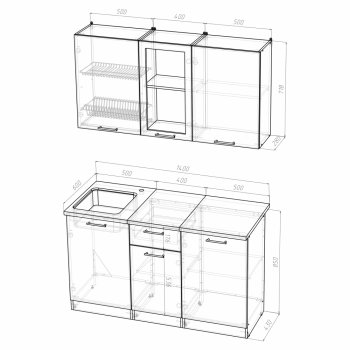 Кухонный гарнитур Алина медиум 1400 мм (Герда) в Ирбите - irbit.mebel-e96.ru