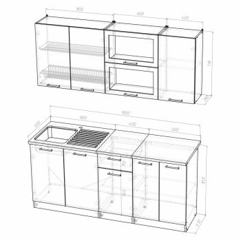 Кухонный гарнитур Алина макси 1800 мм (Герда) в Ирбите - irbit.mebel-e96.ru