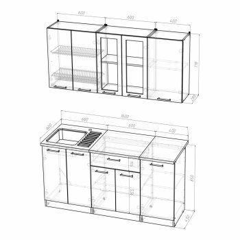 Кухонный гарнитур Алина стандарт 1600 мм (Герда) в Ирбите - irbit.mebel-e96.ru