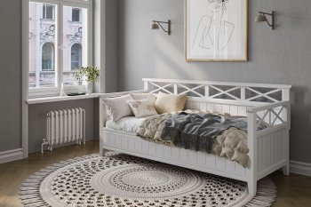 Кровать из массива Амелия белый античный (БМ) в Ирбите - irbit.mebel-e96.ru