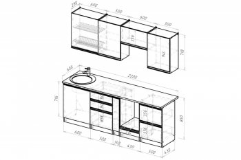 Кухонный гарнитур Амели компакт 2200 мм (Герда) в Ирбите - irbit.mebel-e96.ru