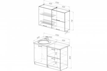 Кухонный гарнитур Антика лайт 1200 мм (Герда) в Ирбите - irbit.mebel-e96.ru