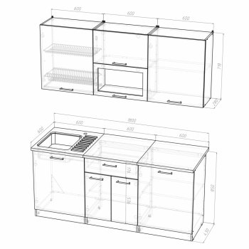 Кухонный гарнитур Арина макси 1800 мм  (Герда) в Ирбите - irbit.mebel-e96.ru