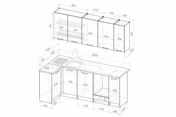 Кухонный гарнитур Асая прайм 400 1100х2000 мм (Герда) в Ирбите - irbit.mebel-e96.ru