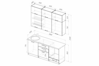 Кухонный гарнитур Асая макси 1800 мм (Герда) в Ирбите - irbit.mebel-e96.ru