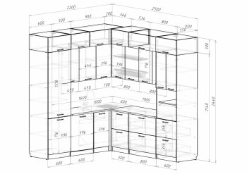 Кухонный гарнитур Асая гранд прайм 2200х2500 мм (Рерда) в Ирбите - irbit.mebel-e96.ru