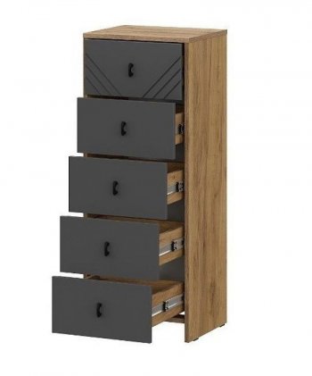 Комод (5 ящиков) Байкал Графит/Дуб золотой (СВ) в Ирбите - irbit.mebel-e96.ru
