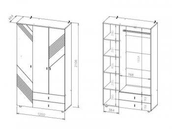 Шкаф 1200 мм трехстворчатый (с ящиками) Байкал (СВ) в Ирбите - irbit.mebel-e96.ru