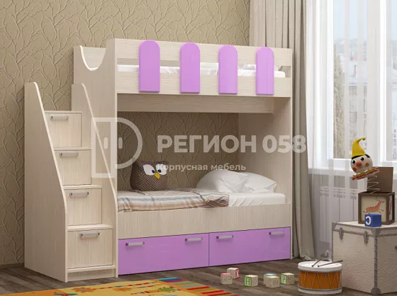 Двухъярусная кровать Бемби-11 МДФ (Регион) в Ирбите - irbit.mebel-e96.ru