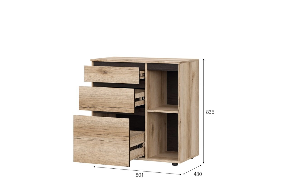 Комод с ящиками и створкой Берген (МИ) в Ирбите - irbit.mebel-e96.ru