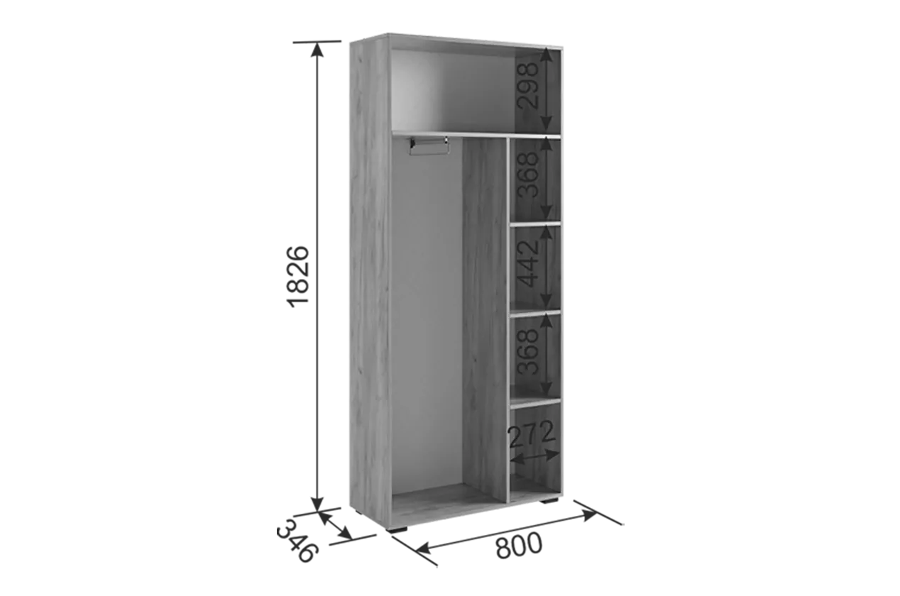 Шкаф 800 мм двухдверный Бери графит (Мебельсон) в Ирбите - irbit.mebel-e96.ru