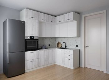 Кухонный гарнитур угловой Бланка 2200*1700 мм (Санвут) в Ирбите - irbit.mebel-e96.ru