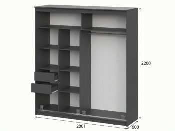 Шкаф-купе №25 2000 мм Блэк ЛАЙТ графит (СВ) в Ирбите - irbit.mebel-e96.ru