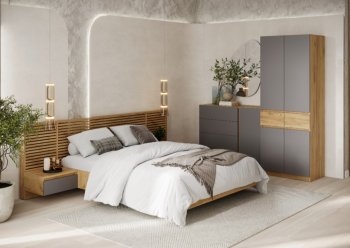 Спальный гарнитур Бостон Лайт серый (Стиль) в Ирбите - irbit.mebel-e96.ru