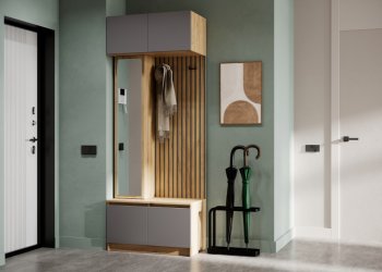 Прихожая Бостон Лайт комп.1 серый шифер (Стиль) в Ирбите - irbit.mebel-e96.ru