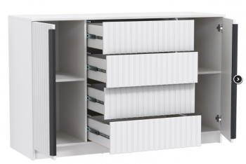 Комод 67.11 Брандо МДФ New белый (Олмеко) в Ирбите - irbit.mebel-e96.ru