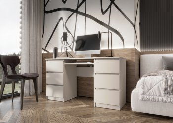 Письменный стол Челси 6 ящиков кашемир (Миф) в Ирбите - irbit.mebel-e96.ru