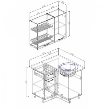 Кухонный гарнитур угловой Дели 1000*1000 (Sanvut) в Ирбите - irbit.mebel-e96.ru