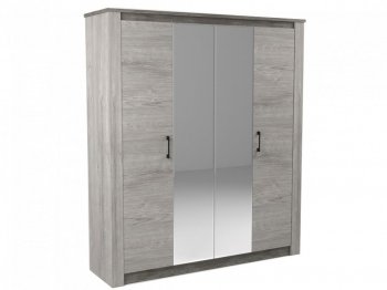 Шкаф 1900 мм 4-х дверный Денвер Риббек серый (СБК) в Ирбите - irbit.mebel-e96.ru | фото