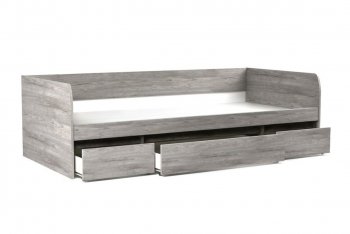 Кровать 900 с ящиками Денвер Риббек серый (СБК) в Ирбите - irbit.mebel-e96.ru