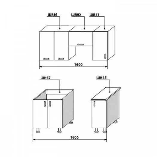 Кухонный гарнитур Диана-4У Лофт 1600 мм в Ирбите - irbit.mebel-e96.ru