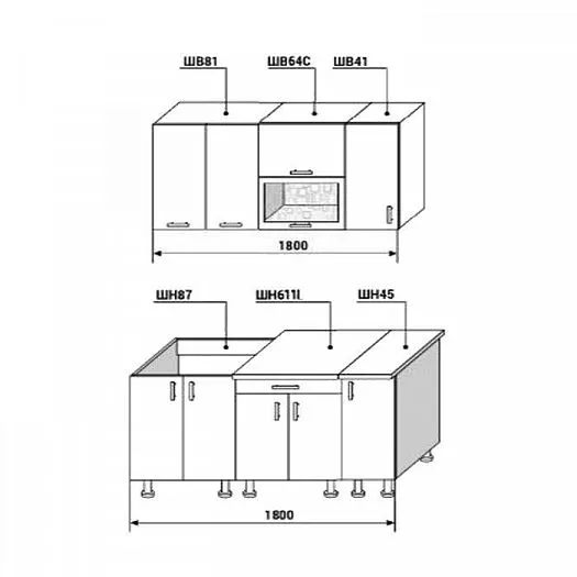 Кухонный гарнитур Диана-4У Лофт 1800 мм в Ирбите - irbit.mebel-e96.ru