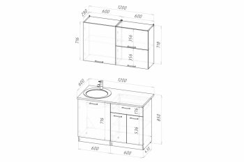 Кухонный гарнитур Дюна лайт 1200 мм (Герда) в Ирбите - irbit.mebel-e96.ru