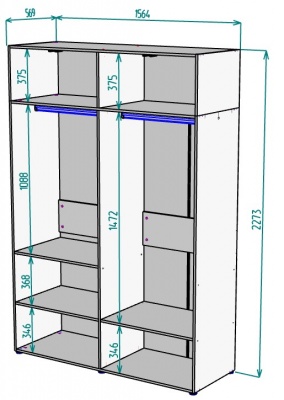 Шкаф 1564 мм Erik H313 + Антресоль HA4 (Графит) в Ирбите - irbit.mebel-e96.ru