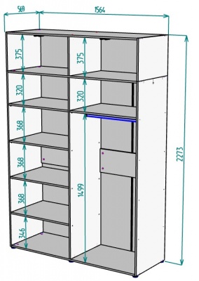 Шкаф 1564 мм Erik H318 + Антресоль HA4 (Графит) в Ирбите - irbit.mebel-e96.ru