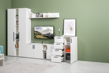 Стенка Эйр модульная, белый (Моби) в Ирбите - irbit.mebel-e96.ru