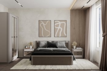 Спальный гарнитур Фантазия модульный, кашемир (Олмеко) в Ирбите - irbit.mebel-e96.ru