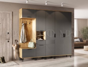 Прихожая Флэш крафт/графит модульная (Миф) в Ирбите - irbit.mebel-e96.ru