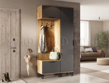 Прихожая Флэш крафт/графит модульная (Миф) в Ирбите - irbit.mebel-e96.ru