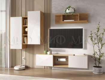 Стенка Флэш крафт/белый (Миф) в Ирбите - irbit.mebel-e96.ru