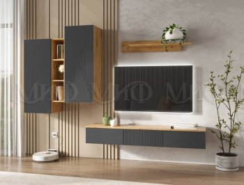Стенка Флэш комп.2 крафт/графит (Миф) в Ирбите - irbit.mebel-e96.ru