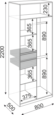 Шкаф 800 мм 2-х створчатый Глэдис (модуль 22) (Риннер) в Ирбите - irbit.mebel-e96.ru