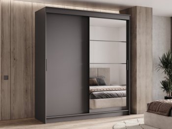 Шкаф-купе 2000 мм Гранд-1 ЛДСП/Зеркало, графит (Эра) в Ирбите - irbit.mebel-e96.ru